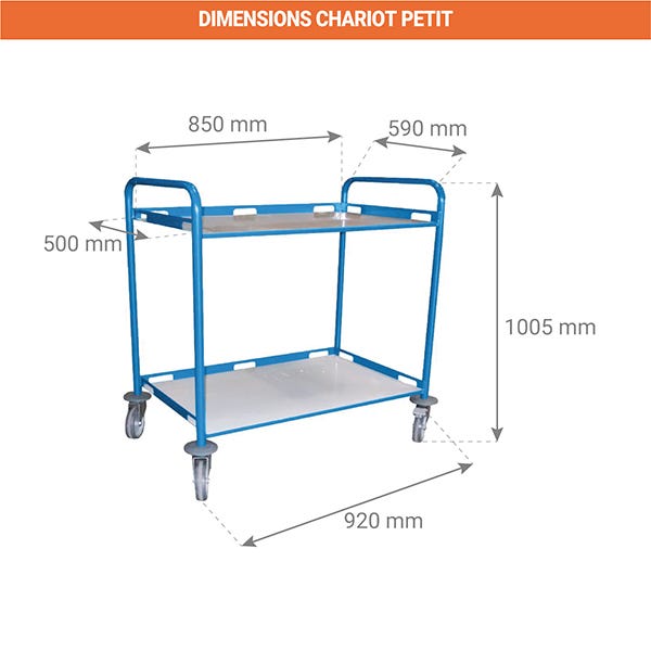 Desserte cantine tôle JAUNE 2 plateaux 850x500mm - charge max 200kg - 880008989/RAL1003 1