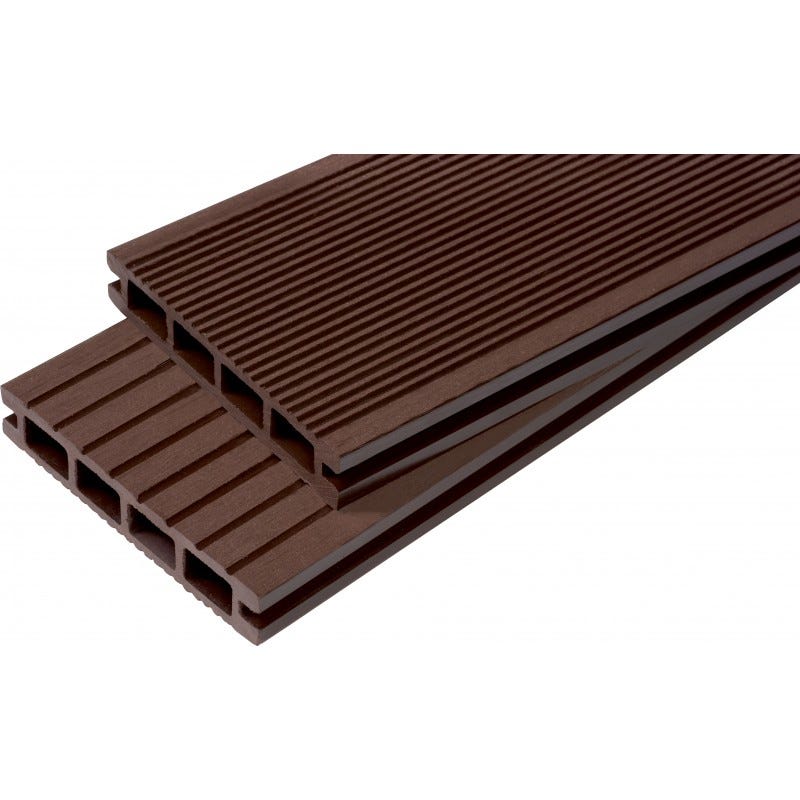 Lame terrasse bois composite alvéolaire Dual Chocolat, E : 25mm, l : 14 cm, L : 120 cm.168 0