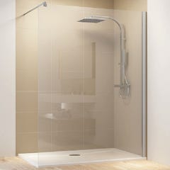 Schulte paroi de douche à l'italienne, 90 x 200 cm, verre 8 mm , profilé aspect chromé, Walk In 1