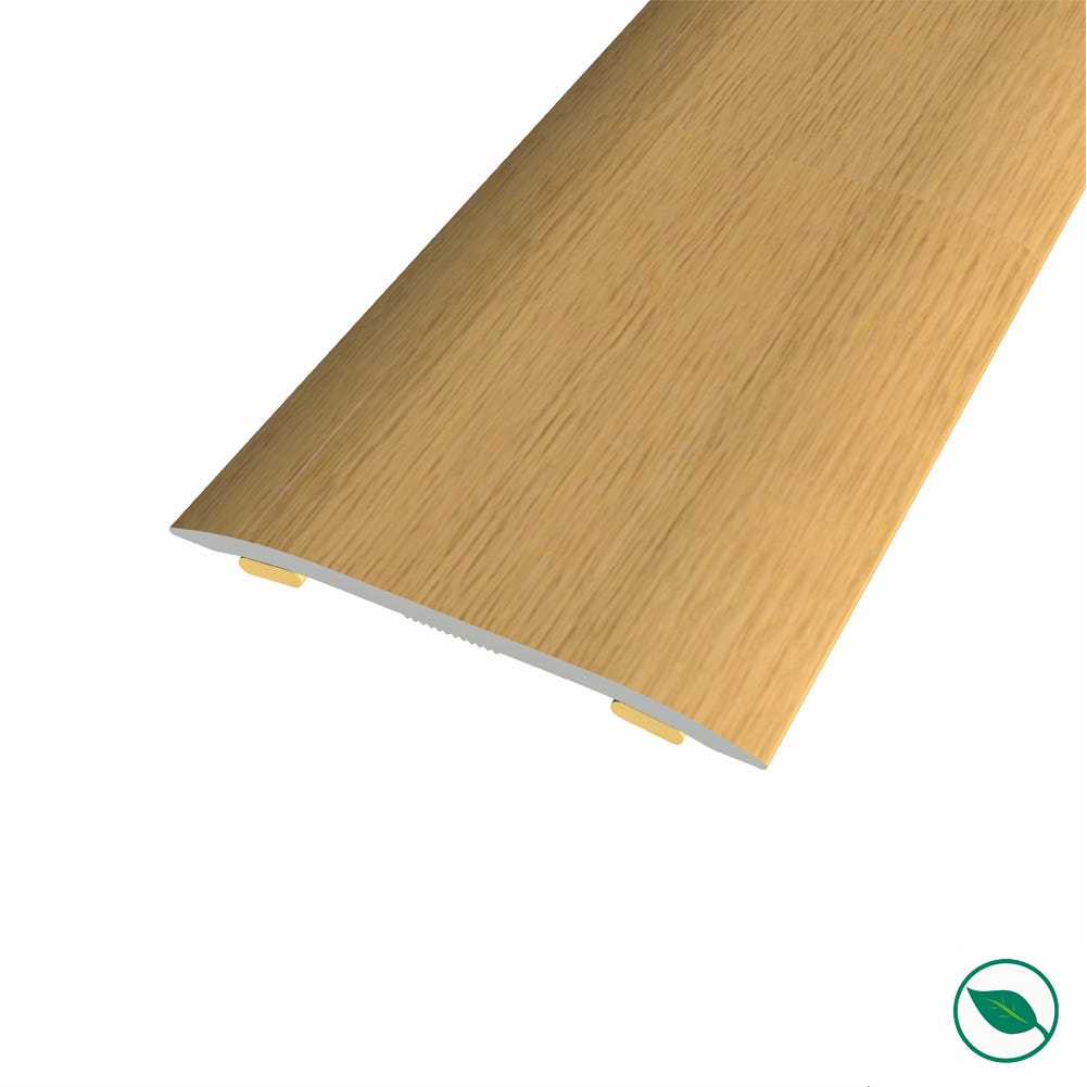 Barre de seuil adhésive même niveau alu replaqué chêne vernis mat Lg 135cm x larg 3,7cm ht 2,3 mm 0