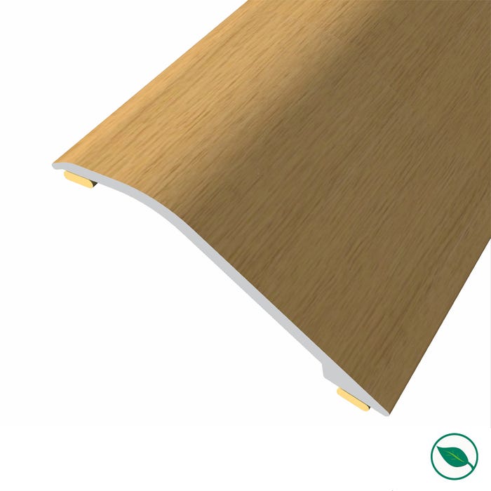 Barre de seuil adhésive différence niveau alu replaqué chêne vernis mat Lg 135cm x lg 4,5cm ht2,3mm 0