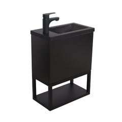 Meuble lave-mains NOVA noir suspendu avec robinet noir 1