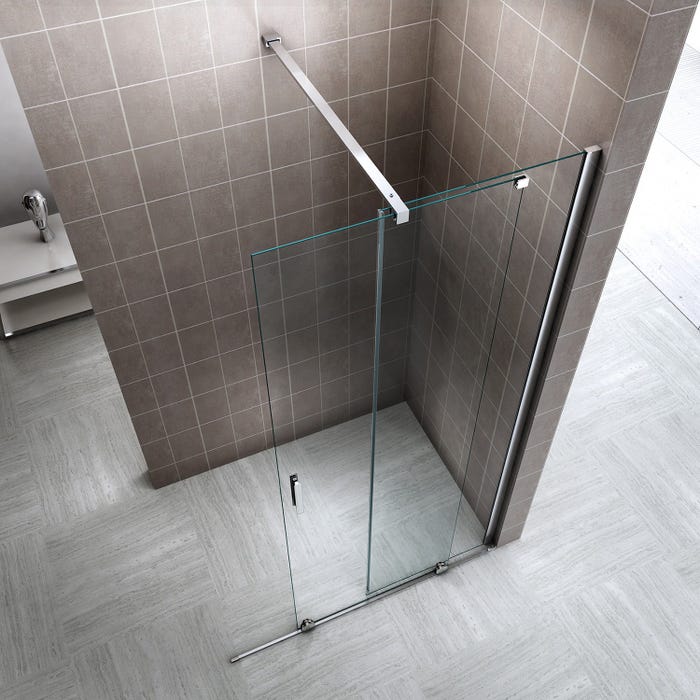 NAPOLI Paroi de douche Italienne avec porte coulissante Ep.8 mm transparent H.200 x 170 cm 2