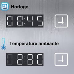 AICA Miroir lumineux tactile + Horloge + bluetooth + tricolore + anti-buée 80x60cm 4