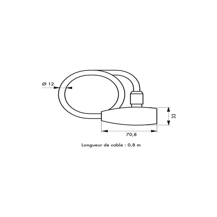 THIRARD - Antivol à clé Stunt, câble acier, vélo, 12mmx0.8m, 2 clés, noir 1