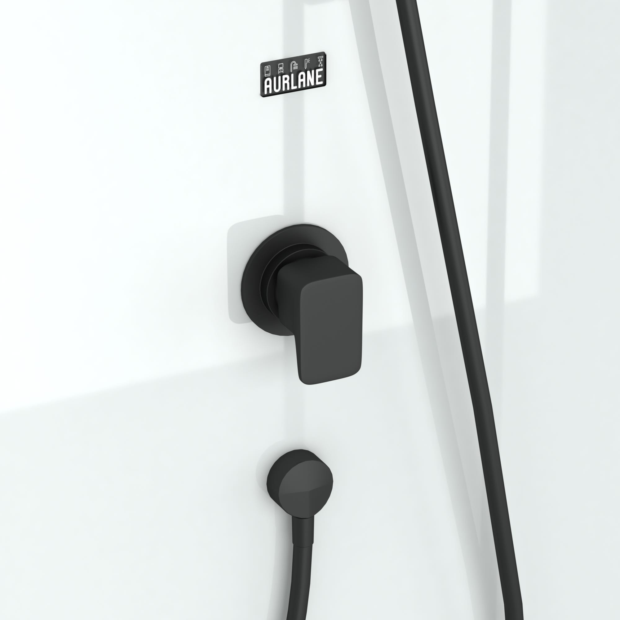 Cabine de douche carrée 80x80x200 cm - Portes coulissantes - Fonds Blancs & Profilés Noir Mat 4