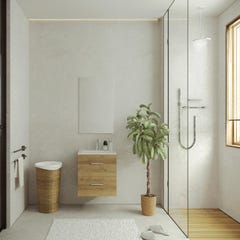 Meuble de salle de bain suspendu avec simple vasque - Coloris naturel clair - 60 cm - KAYLA 0