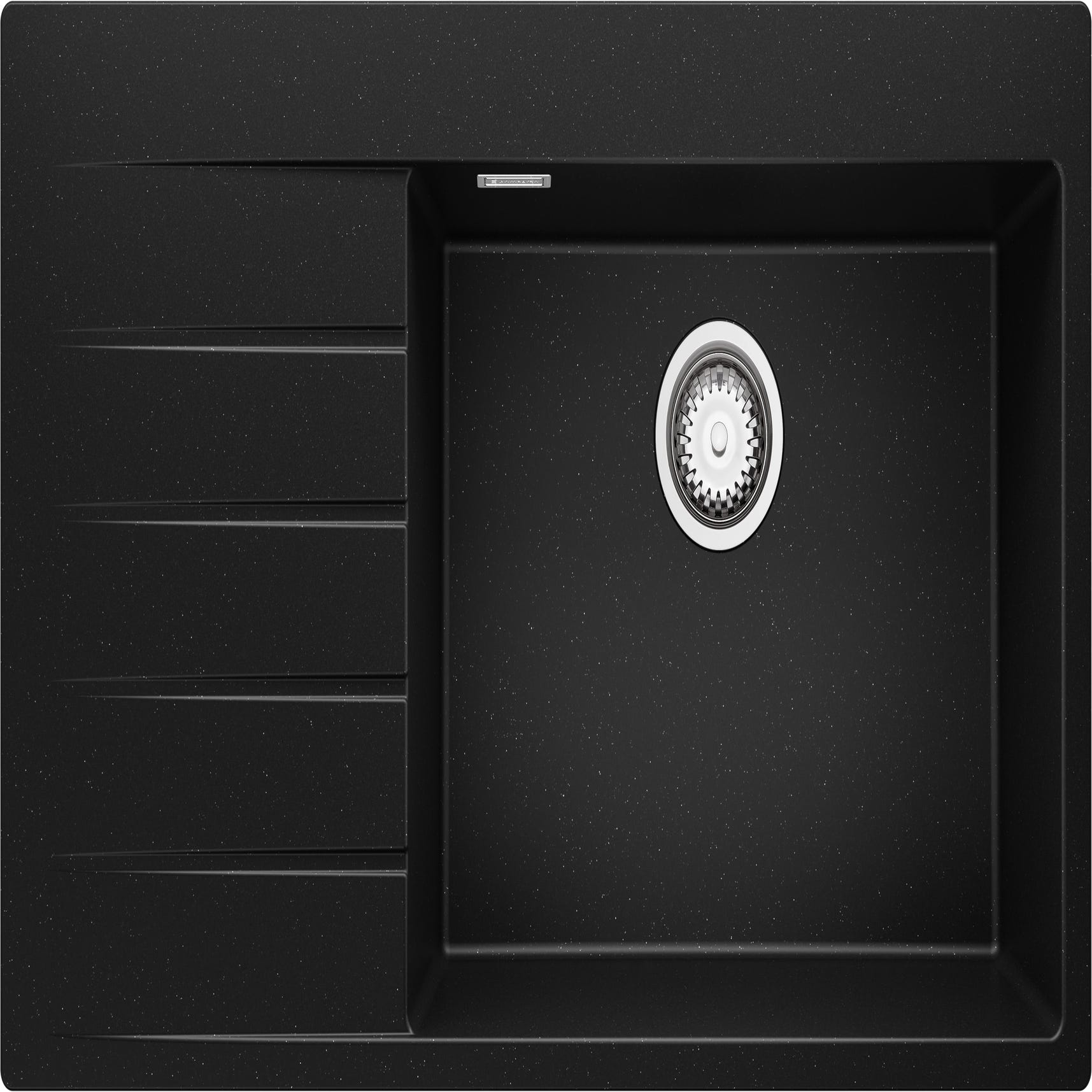 Évier Cusine en Granit Moir Metallic 90x50 cm, Lavabo Cuisine 1 Bac + Kit de Vidage, Évier au meuble 60cm, Évier à Encastrer de Primagran 0