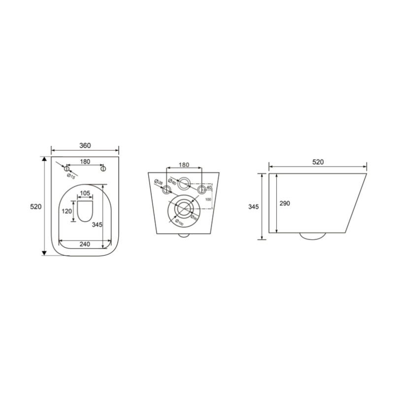 Grohe Pack WC Bâti autoportant + WC sans bride SAT Infinitio Design + Abattant softclose + Plaque chrome mat 4