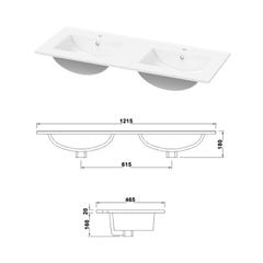 Ensemble 2 meubles blanc et vasques L.120cm 4 tiroirs + colonne + lavabo + 2*miroir 4