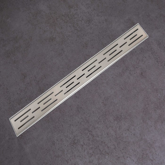 Balneo Caniveau de douche en Acier Inox 60cm, chrome décoratif, avec Siphon, Decor Next Stripes 1