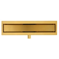 Balneo Caniveau de douche 2 en 1, en Acier Inox 80cm, finition gold, avec Siphon, Duplex Next 3