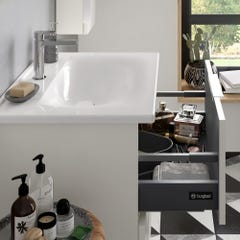 Meuble vasque 120 cm BURGBAD Olena blanc brillant + miroir + colonne 1