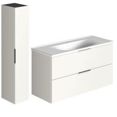 Meuble vasque 120 cm BURGBAD Olena blanc brillant + colonne 0