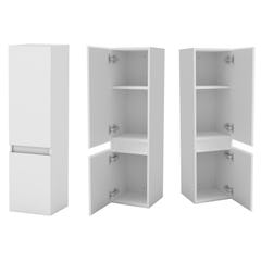 Ensemble meuble double vasque L.120cm 4 tiroirs + lavabo + 2*LED miroirs rond 60cm + colonne,blanc,aica 2