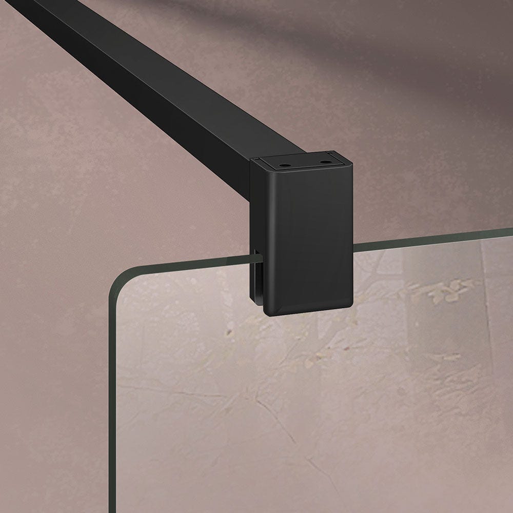 GRAND VERRE Paroi de douche à l'Italienne 70x200 en verre 8mm avec sérigraphie Oblique profilé et barre de fixation en noir mat 1