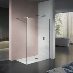 GRAND VERRE Paroi de douche 110x200 avec profilé et barre de maintien chromés Paroi de douche en verre transparent anti-calcaire 0