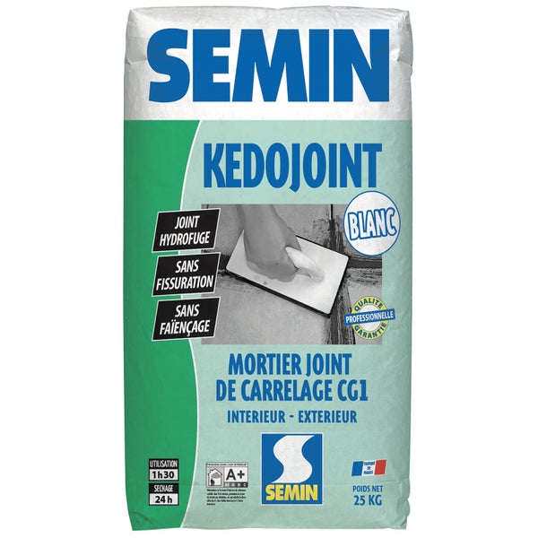 Joint en Poudre pour Carrelage Kedojoint Blanc Semin, Intérieur/Extérieur,  sac de 5 kg, lot de 3 ❘ Bricoman