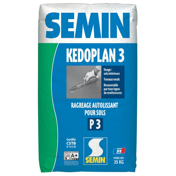 Enduit de Ragréage Autolissant Kedoplan 3 Semin, Sol Intérieur, sac de 25  kg ❘ Bricoman