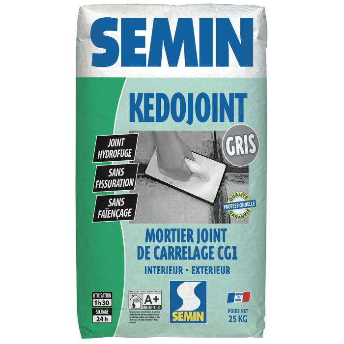 Joint en Poudre pour Carrelage Kedojoint Gris Semin, Intérieur/Extérieur, sac de 25 kg 0