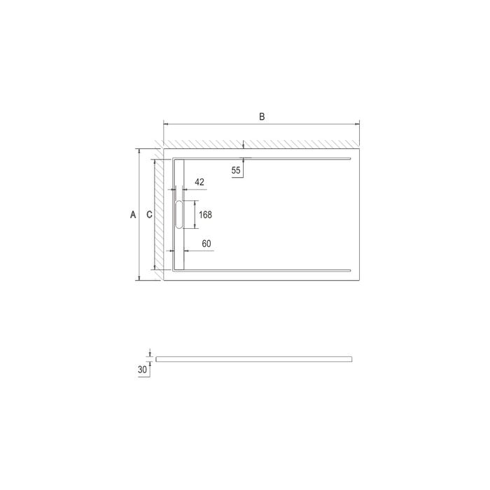 Bac à douche gris 70x100 à clôture en résine et 60% charge minérale receveur avec bonde et grille en inox 3