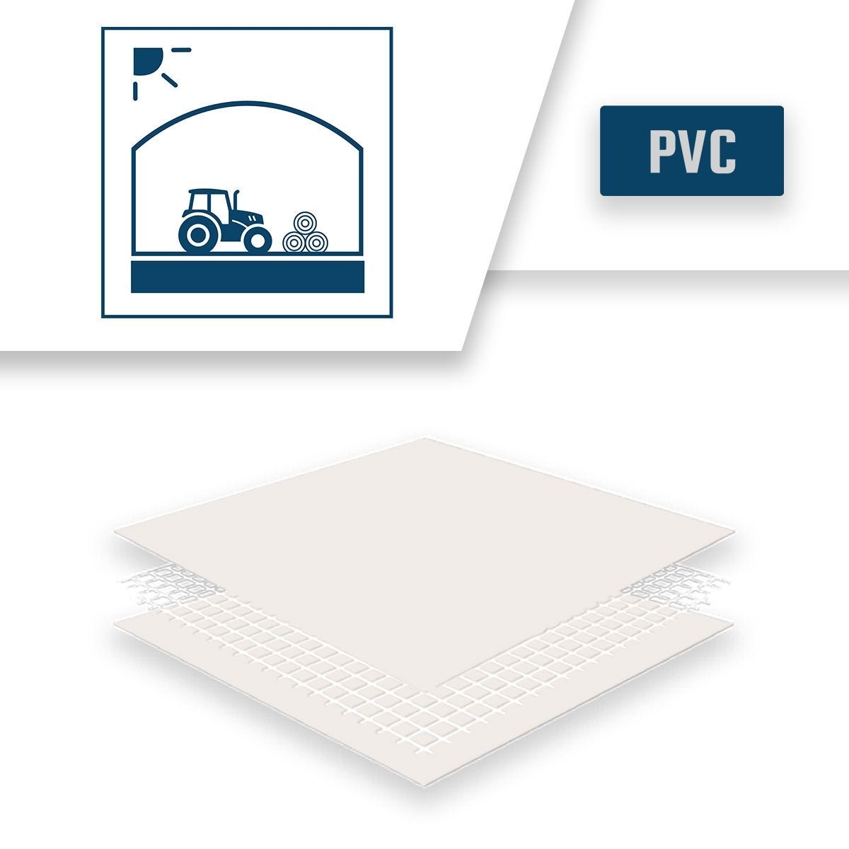 Bâche Tunnel agricole 3x6 m Blanc Crème - Qualité 8 ans TECPLAST - LP640TU - Bâche PVC étanche pour Tunnel de stockage 4