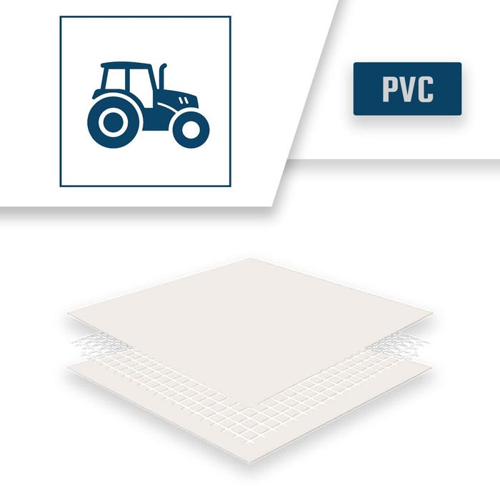 Bâche Agricole 3x6 m Blanc Crème - Qualité 8 ans TECPLAST - LP640AG - Bâche PVC étanche de protection pour Matériel agricole 4