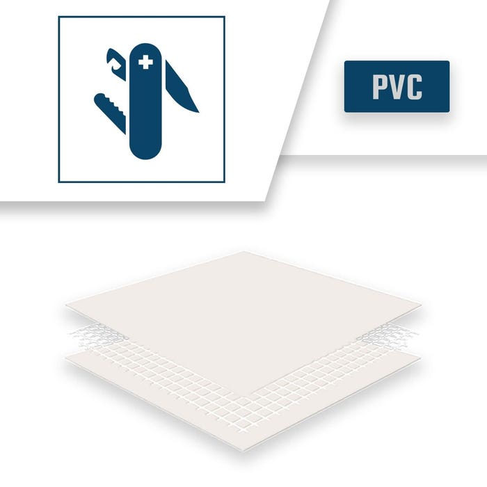 Bâche de Protection 3x6 m Blanc Crème - Qualité 8 ans TECPLAST - LP640MU - Bâche PVC étanche - Résistance Anti-UV 4