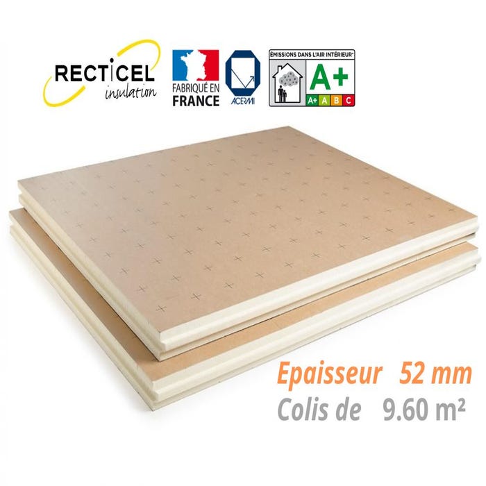 Dalle PU plancher chauffant Epaisseur 52 mm 1200x1000 R2.40 Paquet de 9.60 m² (8 dalles) 0