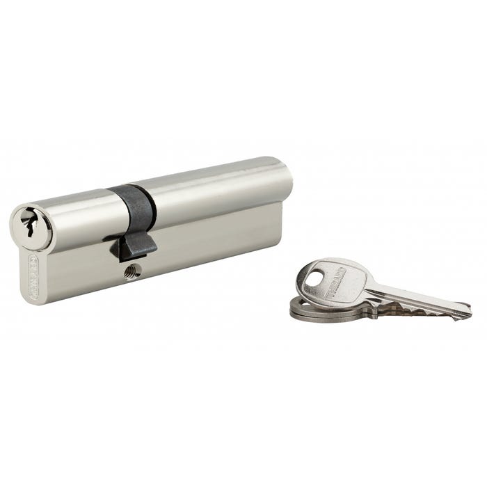 THIRARD - Cylindre de serrure double entrée SA UNIKEY (achetez-en plusieurs, ouvrez avec la même clé), 30x60mm, 3 clés, nickelé 0