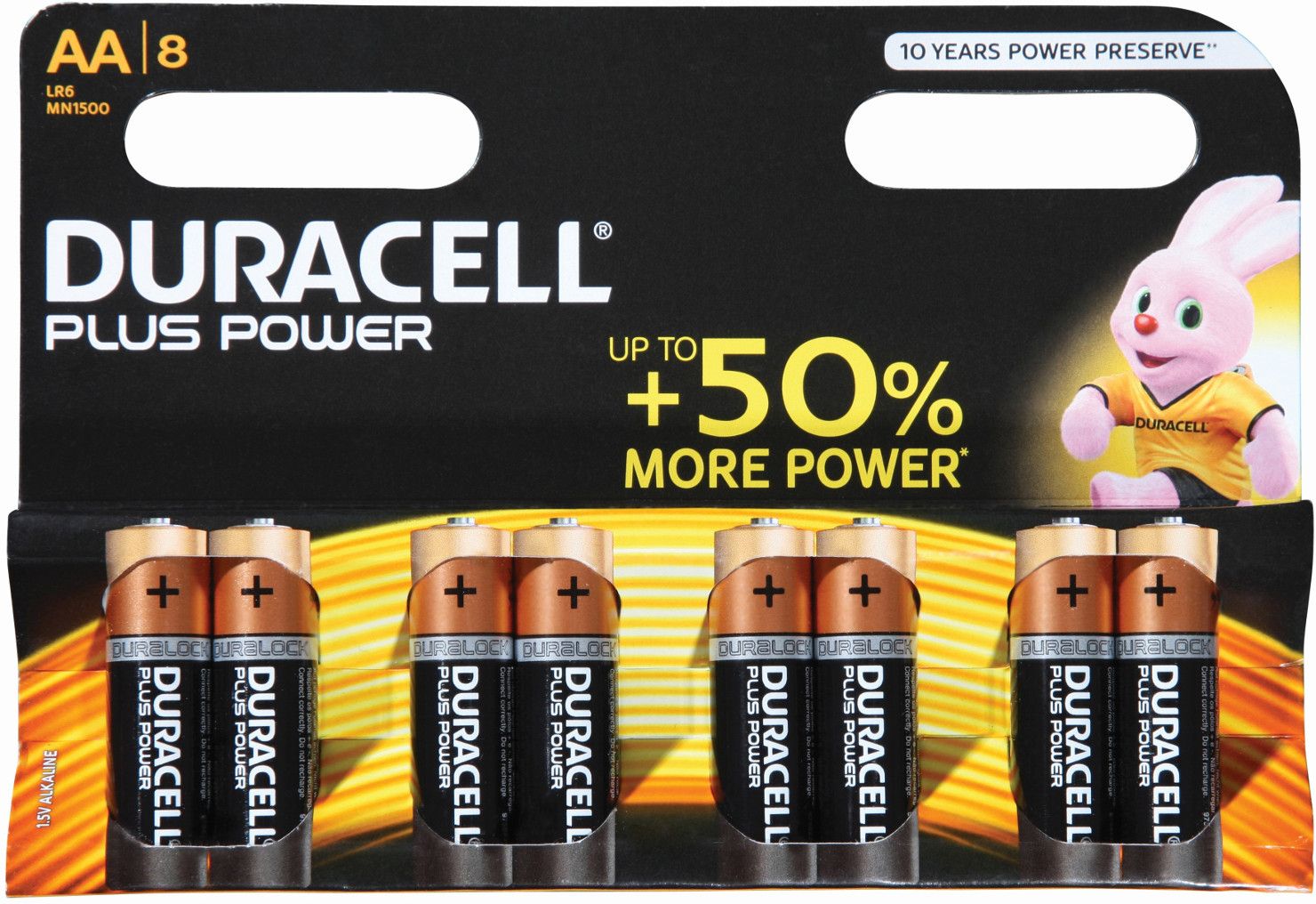 Pack de 4 piles Alcaline Duracell Plus Power type AA 1,5V (R06
