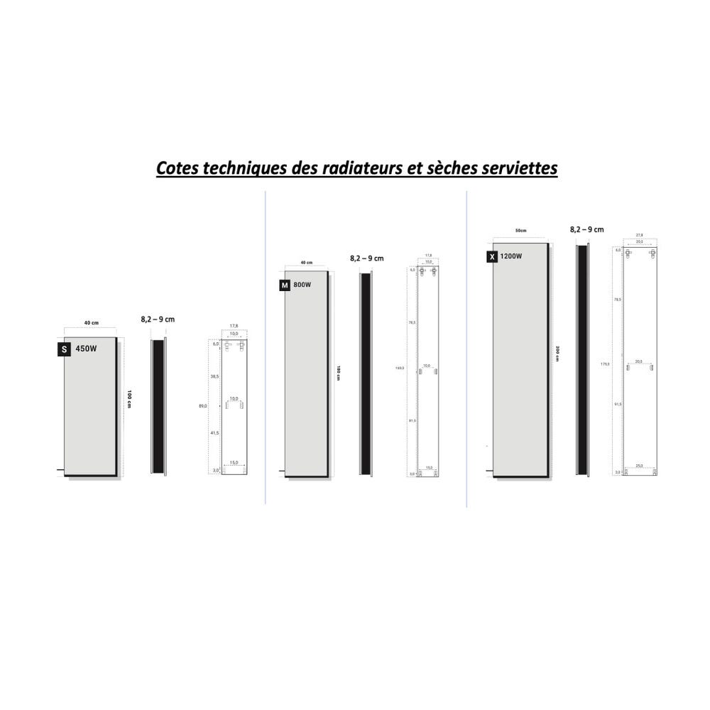 Radiateur électrique miroir - 1200 Watts - 200 x 50 cm vertical 4