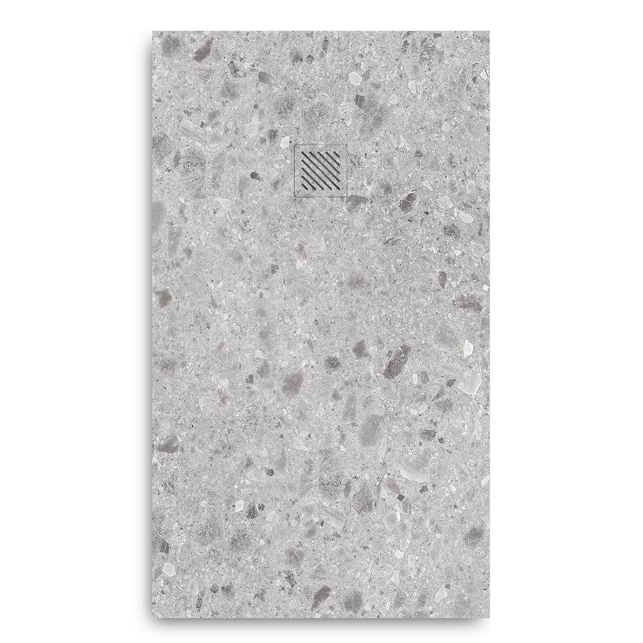 Receveur de douche en résine extra plat à poser 80x120cm - terrazo gris clair redovan - ORIGINE 0
