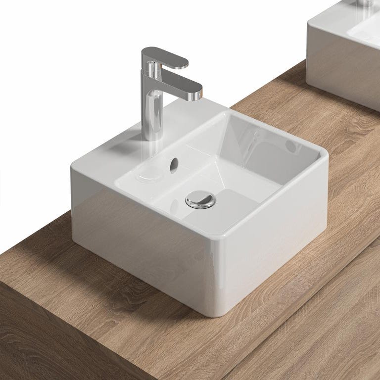 Meuble de salle de bain suspendu coloris naturel clair avec double vasque - L150 cm - ISAURE II 3