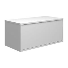 Meuble de salle de bain suspendu blanc avec simple vasque carrée et deux tiroirs - 94 cm - TEANA II 3
