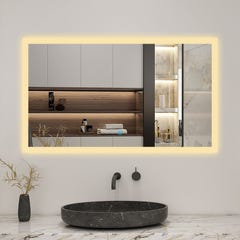 AICA sanitaire LED miroir lumineux 3 couleurs tactile + anti-buée + dimmable + mémoire 50x70cm miroir salle de bain 2