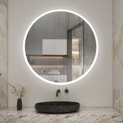 AICA LED miroir lumineux 3 couleurs 80x80cm tactile + anti-buée + dimmable + mémoire miroir salle de bain rond 2
