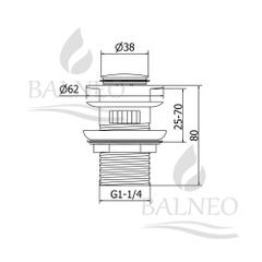 Balneo Bonde clic-clac avec trop-plein avec filtre à déchets, pour lavabo, finition chrome, laiton 6