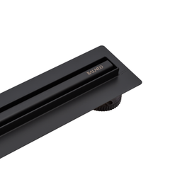 Balneo Caniveau de douche Slim en Acier Inox 80cm, finition noir, avec Siphon rotatif, Slim&Low ProLine 0