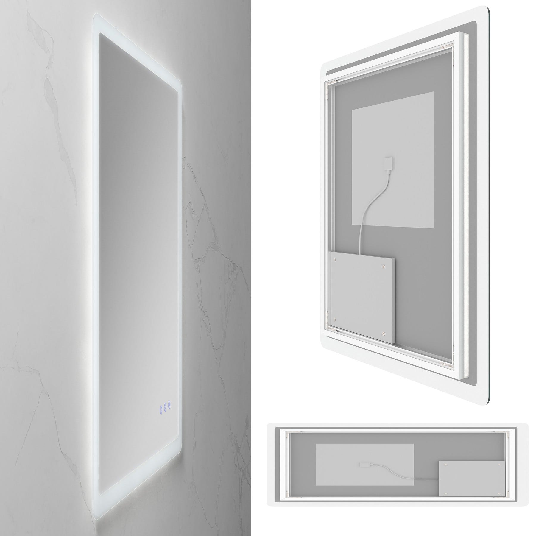 MELLOW Miroir lumineux salle de bain LED 3 couleurs + intensité réglable & fonction anti-buée 80 x 180 cm 3