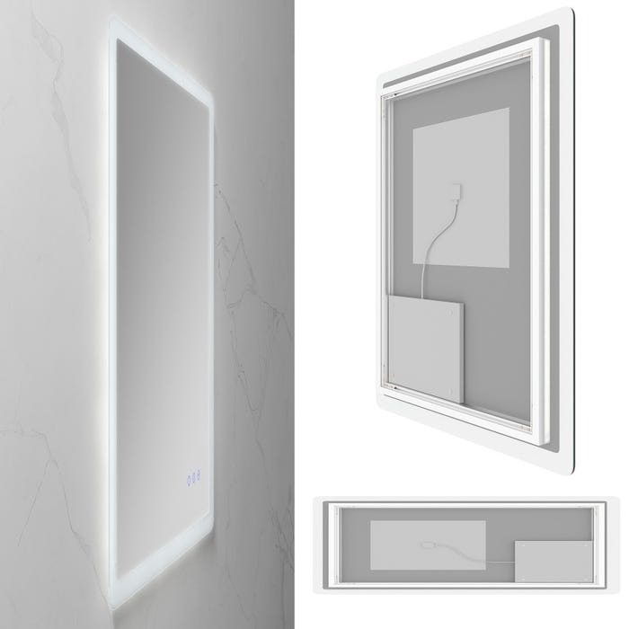 MELLOW Miroir lumineux salle de bain LED 3 couleurs + intensité réglable & fonction anti-buée 70 x 140 cm 3