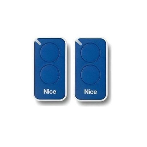 Lot de 2 Télécommandes NICE INTI2B - 2 canaux bleus 433,92 MHz + 1 porte-clés Domobip 2