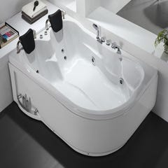 Baignoire balnéo blanche - 2 places - 385 L - 181 x 121 x 65 cm - Angle gauche - RAFINA 0