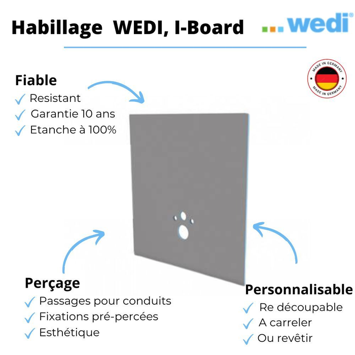 Pack WC bâti support GOHE Rapid SL Projet + Panneaux d'habillage de bâti-supports WEDI I-Board + plaque 3