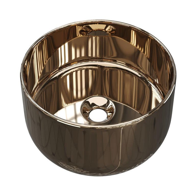 Vasque à poser ronde en céramique - Effet cuivre - 36 cm - KANELLE II 1