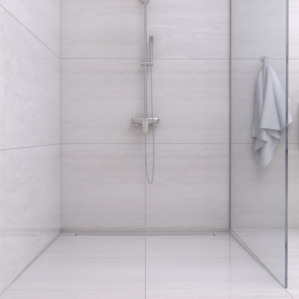 Balneo Profil latéral droite incliné pour douche, au sol 120cm, acier inoxydable, finition inox, Pente de 1,5% 3