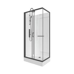 Cabine de douche rectangulaire - Installation réversible - Noir mat - L110 x l80 x H225 cm - ZODANI 2