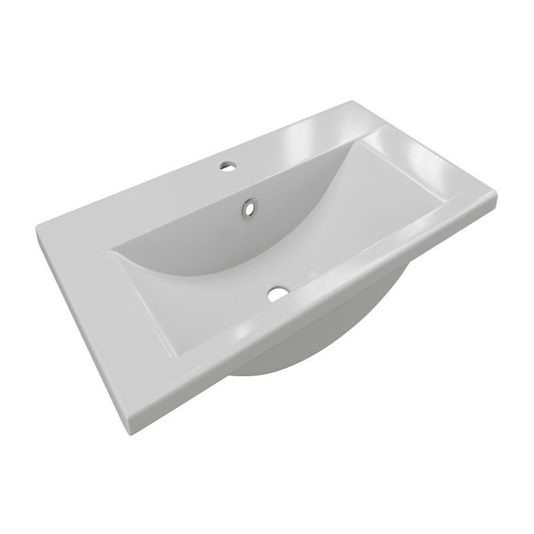 Vasque de salle de bain semi-encastrée rectangle en céramique - 71,5 cm - Blanc - YASMAC II 2