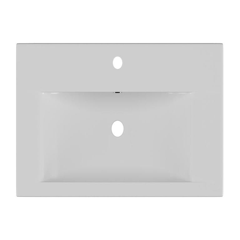 Vasque de salle de bain semi-encastrée rectangle en céramique - 71,5 cm - Blanc - YASMAC II 1