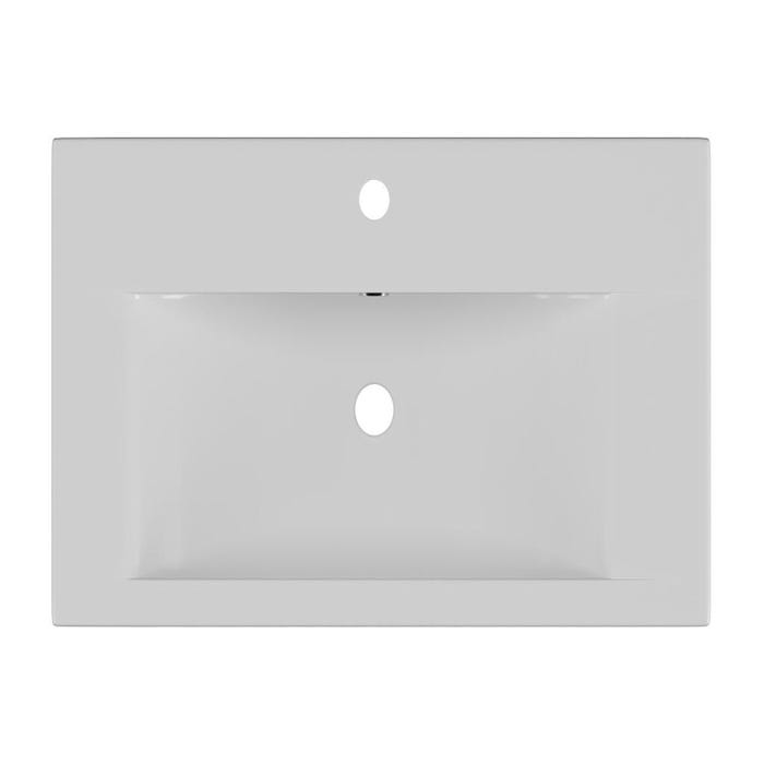 Vasque de salle de bain semi-encastrée rectangle en céramique - 71,5 cm - Blanc - YASMAC II 1